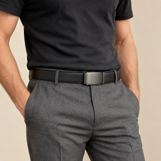 Ceinture Ashford portée avec un pantalon gris