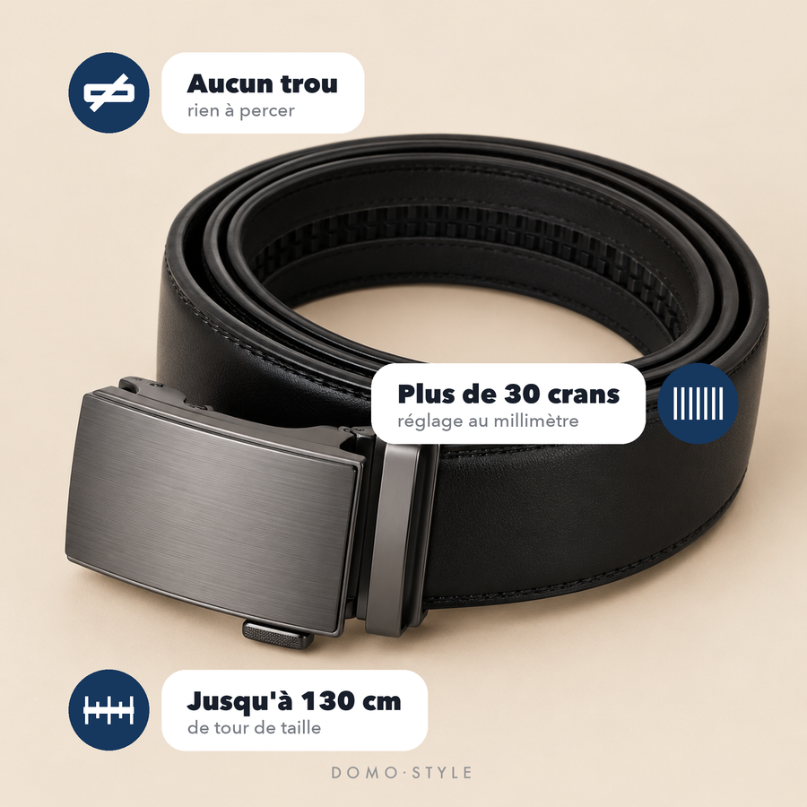 Ceinture Ashford : aucun trou, plus de 30 crans, jusqu'à 130 cm