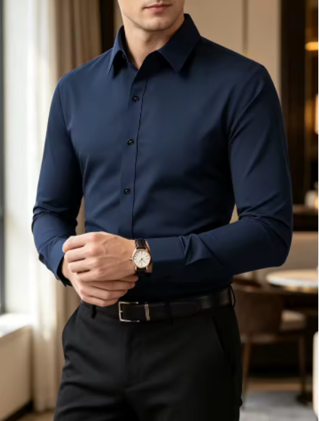 Chemise Ashford sans repassage — coloris bleu marine