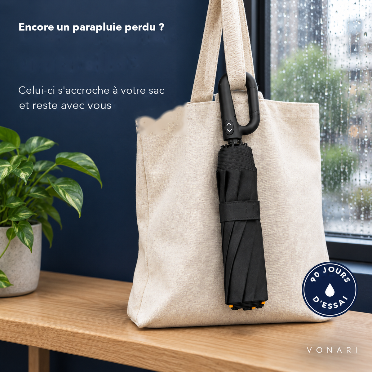 Parapluie StormHook ouvert sous la pluie