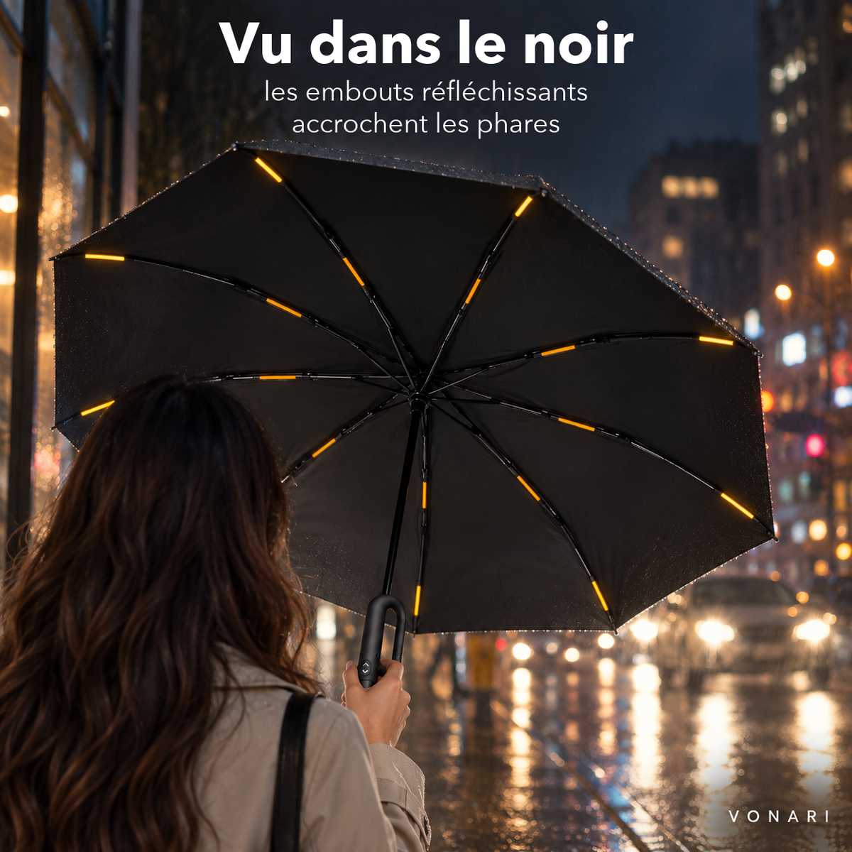 Bandes réfléchissantes visibles la nuit